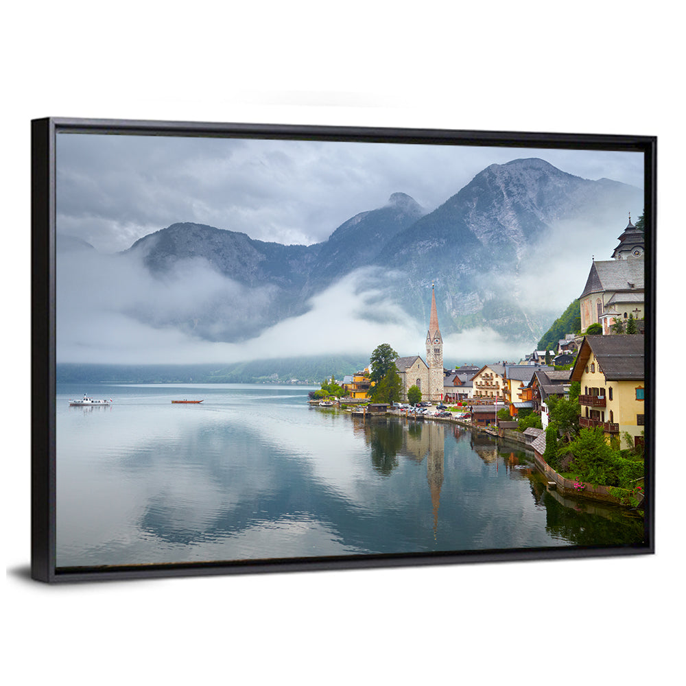 Hallstatt Lakeside Village Reflection Wall Art