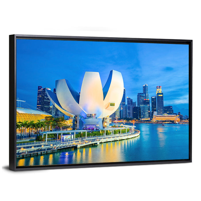 Marina Bay with Artscience Museum Wall Art as a framed canvas