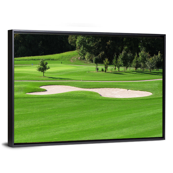 Golf Fairway with Sand Bunker Wall Art as a framed canvas