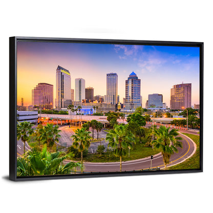 Tampa Downtown Skyline at Sunset Wall Art