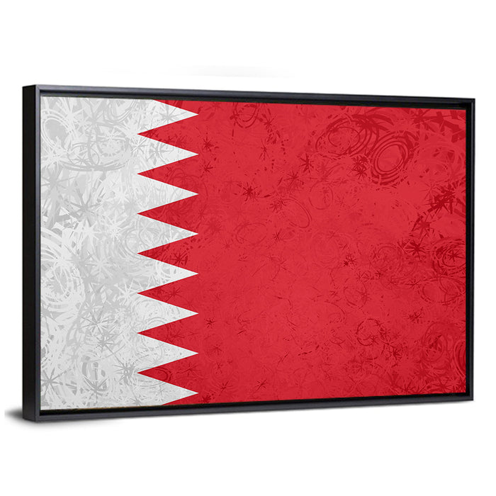Bahrain Flag with Serrated Edge Wall Art as a framed canvas