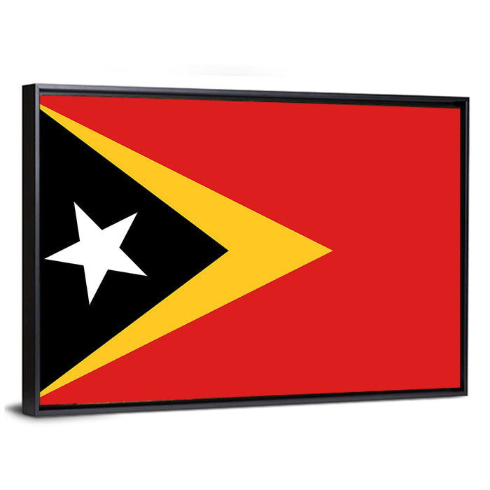 Timor-leste National Flag Wall Art as a framed canvas