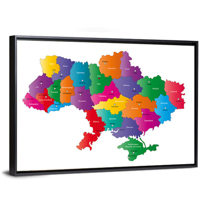 Colorful Ukraine Map Wall Art