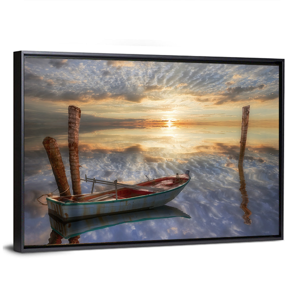 Weathered Rowboat at Sunset Wall Art