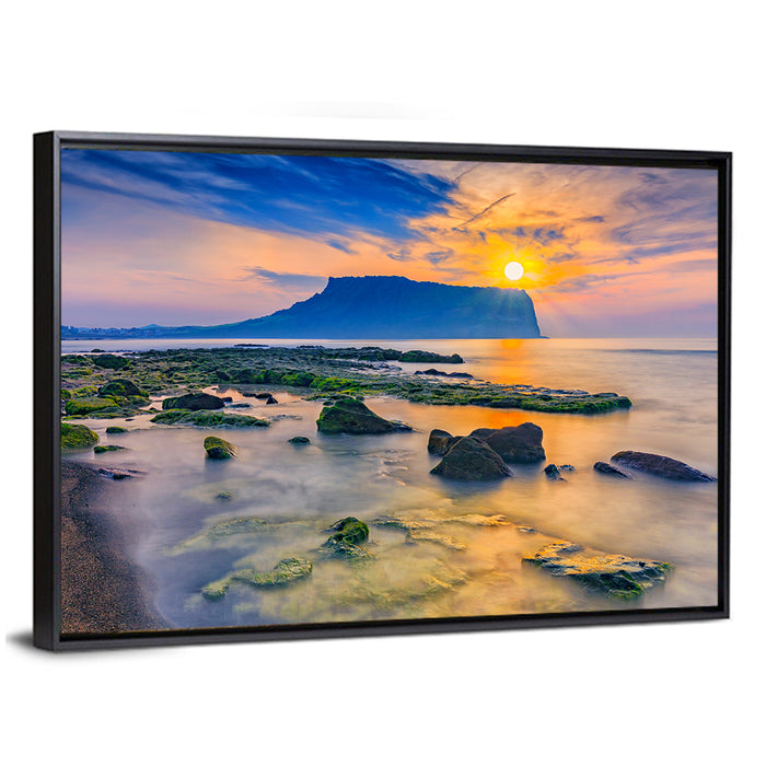 Sunrise Over Seongsan Ilchulbong Wall Art as a framed canvas