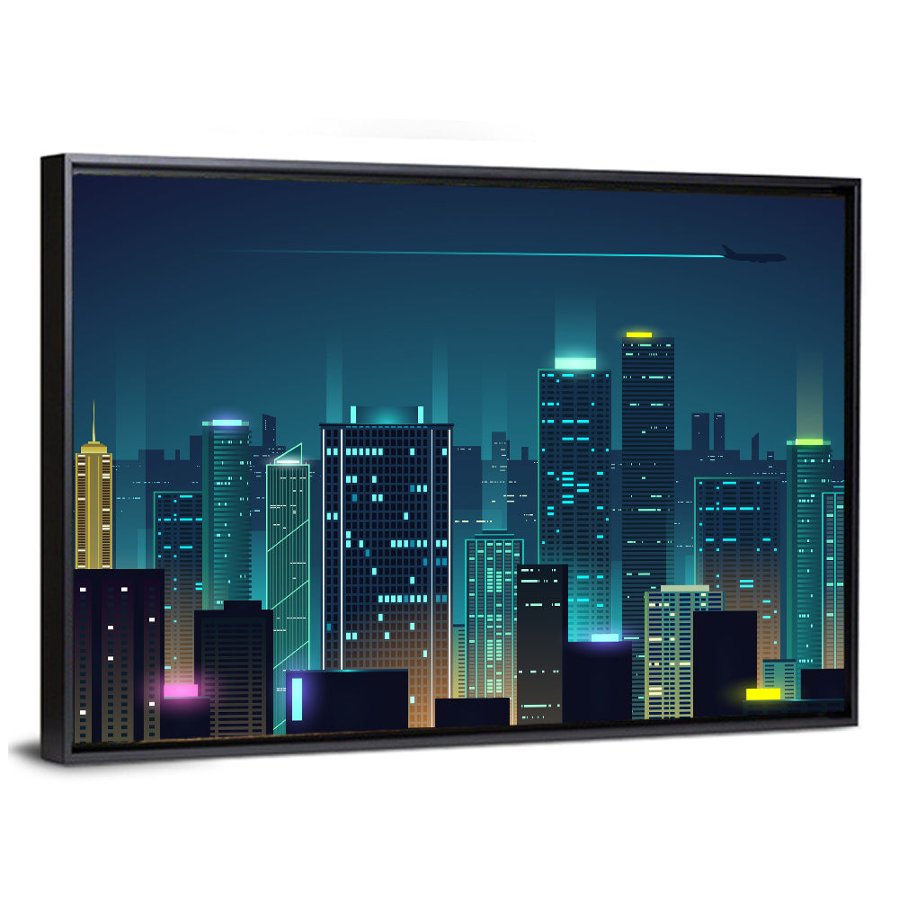 Abstract Night City Skyline Wall Art