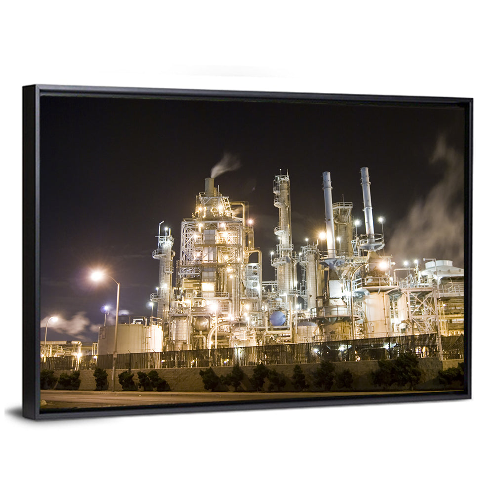 Industrial Refinery Nightscape Wall Art