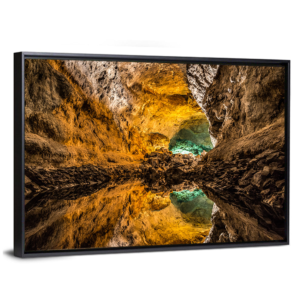 Glowing Green Cave Reflection Wall Art