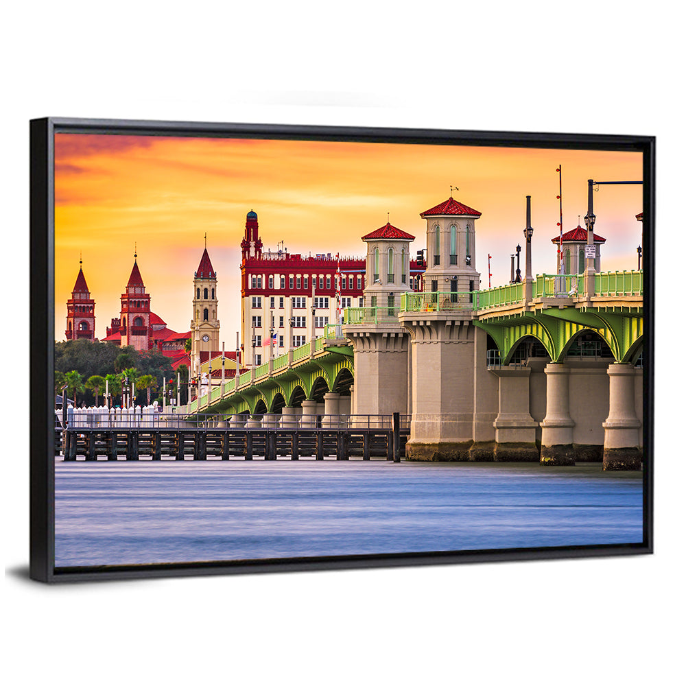 Saint Augustine Bridge of Lions at Dusk Wall Art