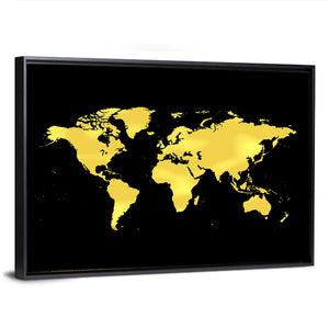 Golden World Map Wall Art