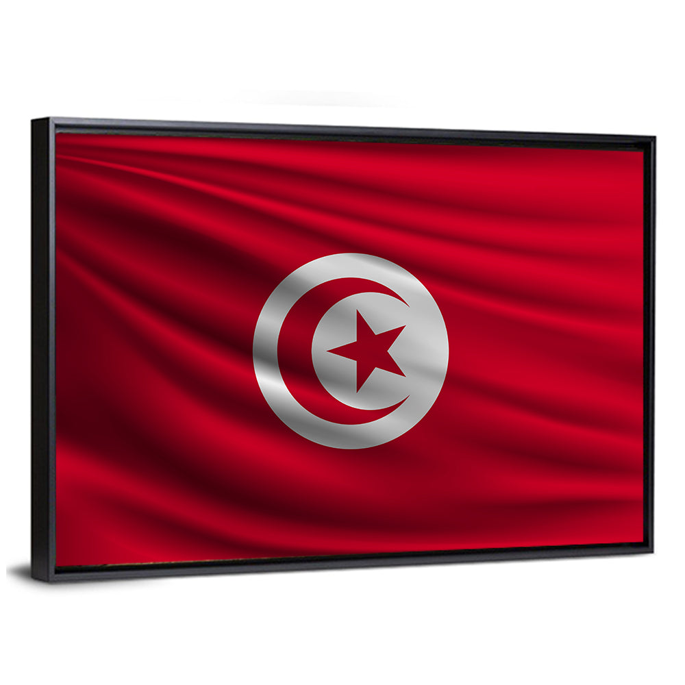 Tunisia Flag with Crescent and Star Wall Art