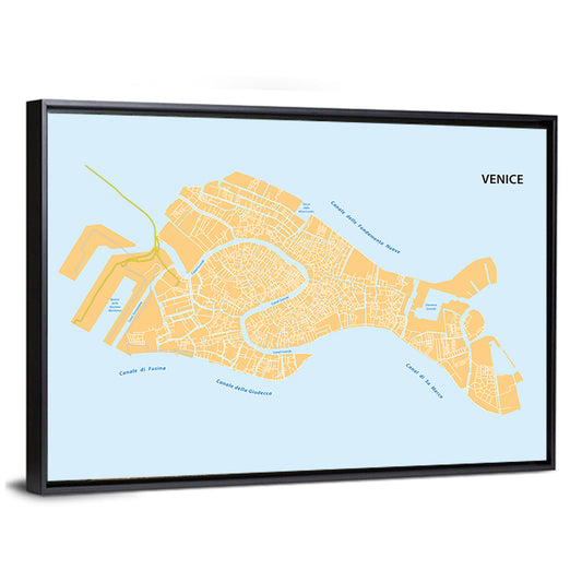 Venice Road Map Wall Art