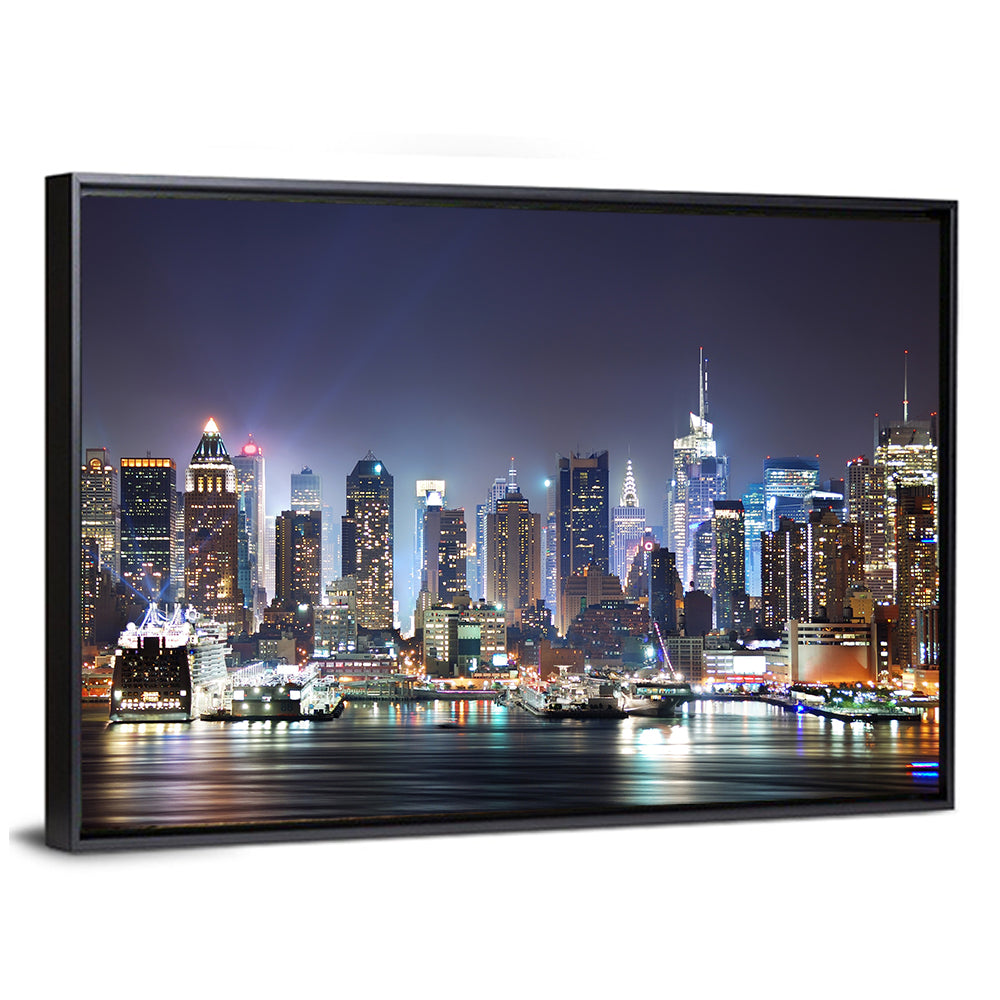 Manhattan Night Skyline Wall Art