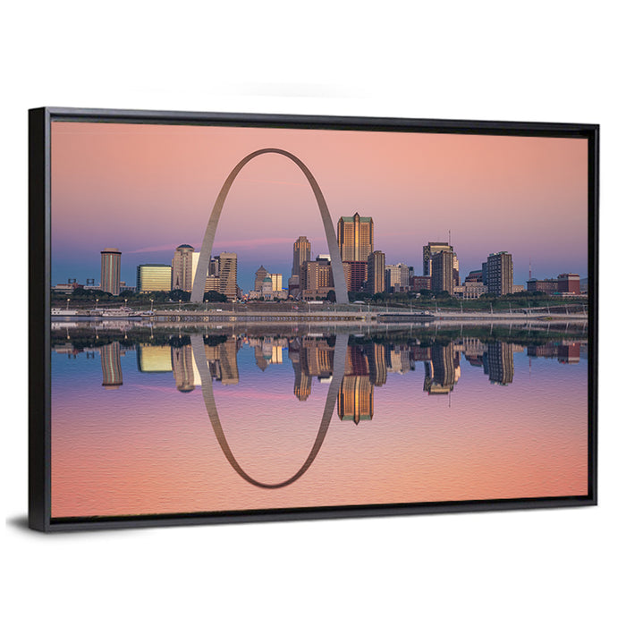 St Louis Gateway Arch Skyline Wall Art as a framed canvas