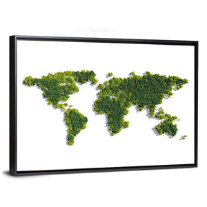 Green Trees World Map Wall Art