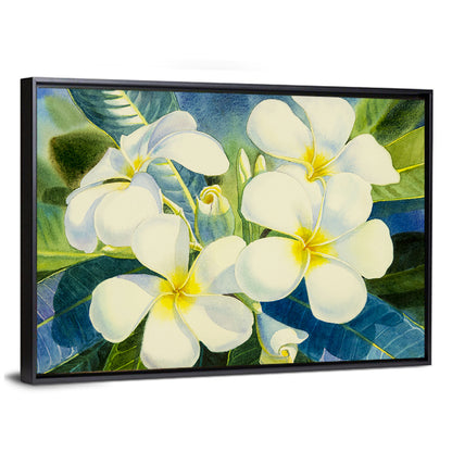 White Plumeria Watercolor Study Wall Art