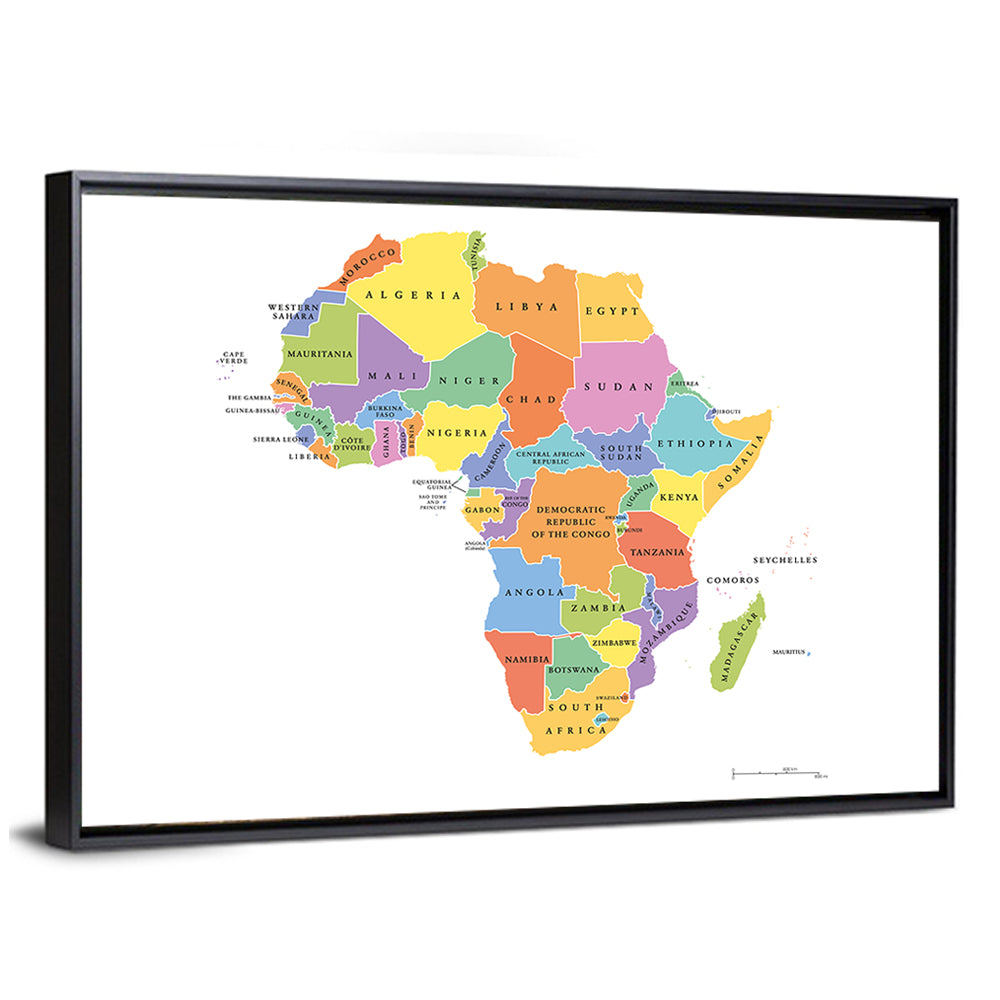 Colorful Africa Political Map Wall Art