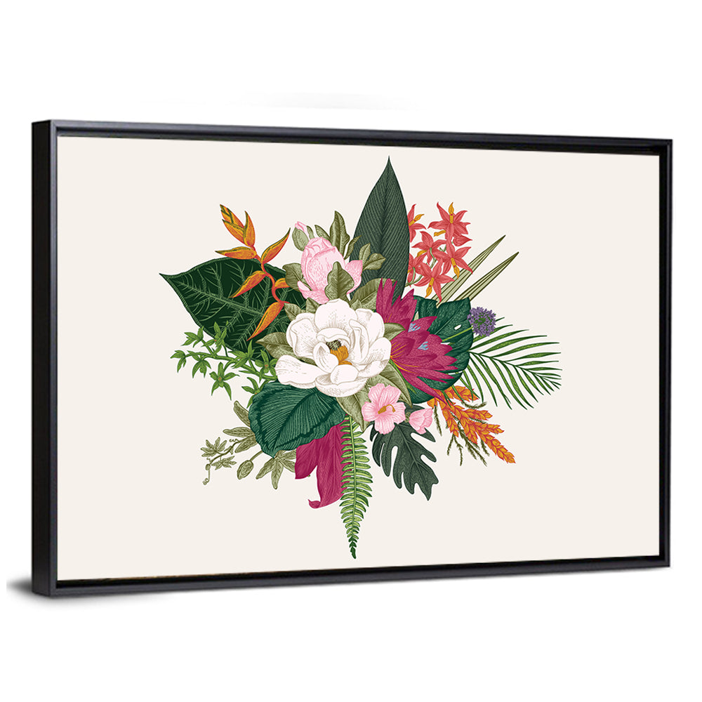 Tropical Bouquet with White Flower Wall Art
