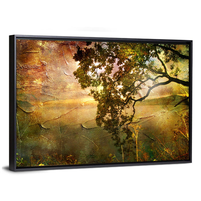 Autumn Golden Hour Landscape Wall Art as a framed canvas