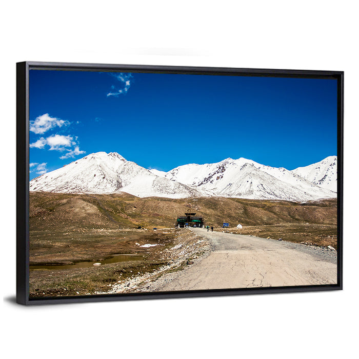 Karakoram Snow Peaks with Road Wall Art as a framed canvas