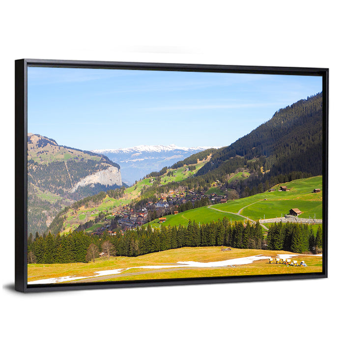 Jungfrau Snow-capped Mountain Landscape Wall Art as a framed canvas