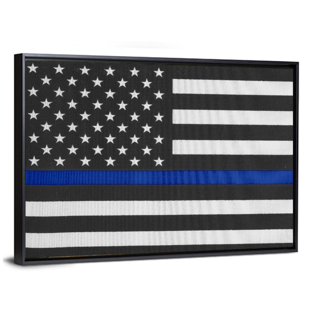 Monochrome American Flag with Blue Stripe Wall Art