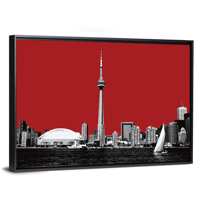 Toronto Cn Tower Silhouette Wall Art as a framed canvas