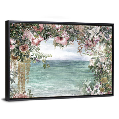 Coastal Floral Watercolor Seascape Wall Art