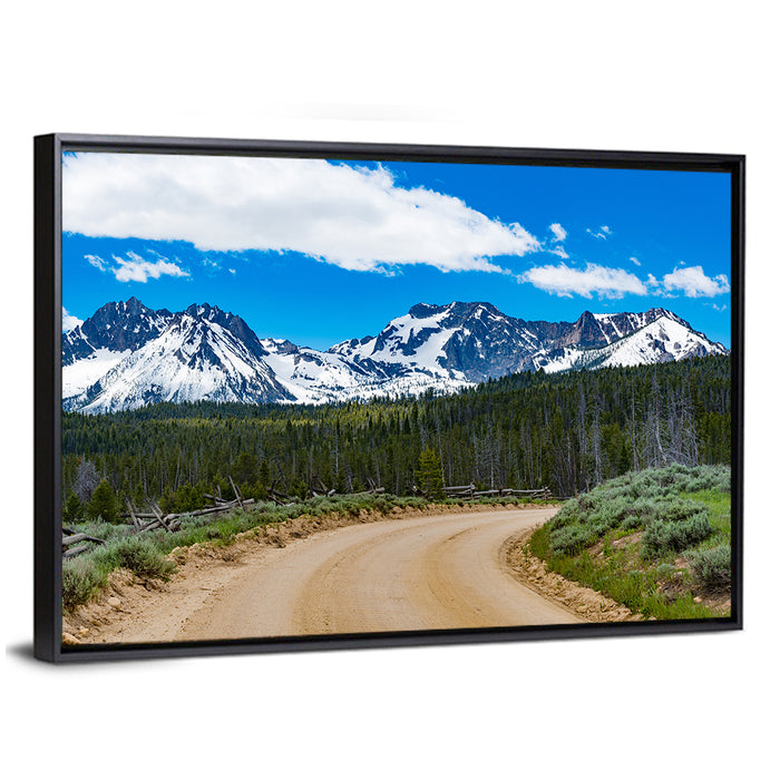 Sawtooth Byway Dirt Road, Idaho Wall Art as a framed canvas