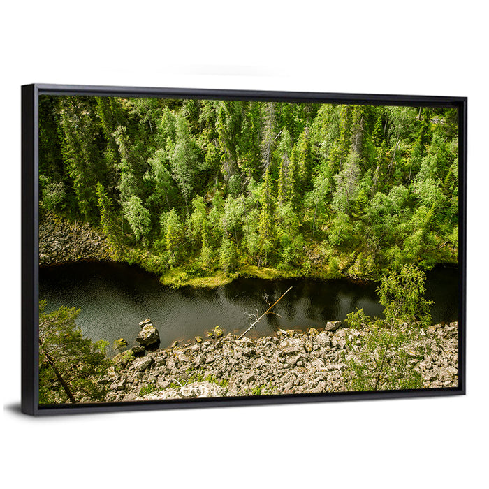 River Through Finnish Forest Wall Art as a framed canvas