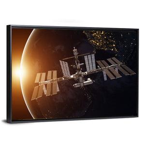 Space Station Over Planet Earth Wall Art