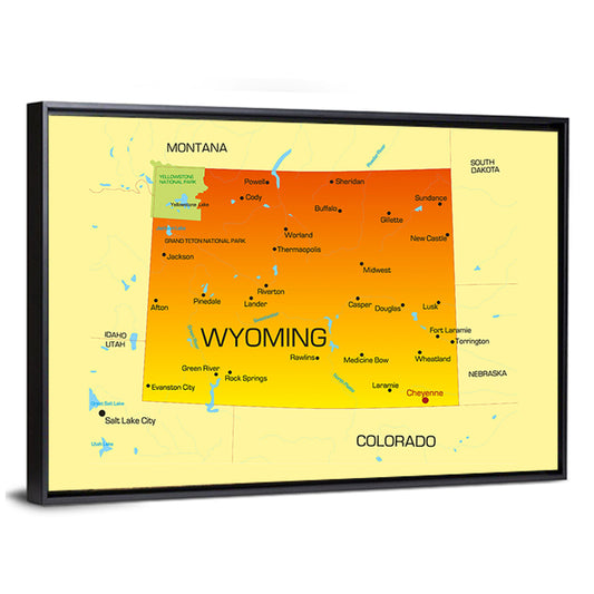 Wyoming State Map Wall Art