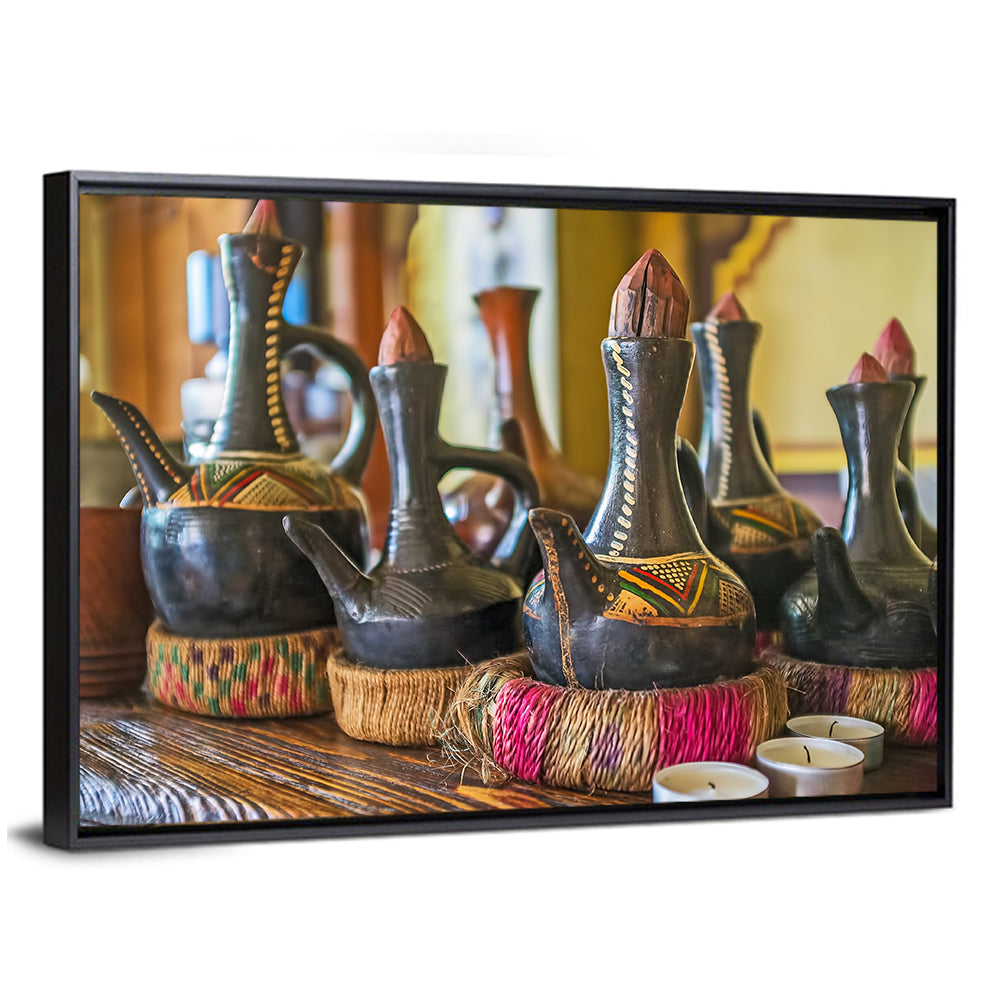 Clay Pots on African Cafe Counter Wall Art
