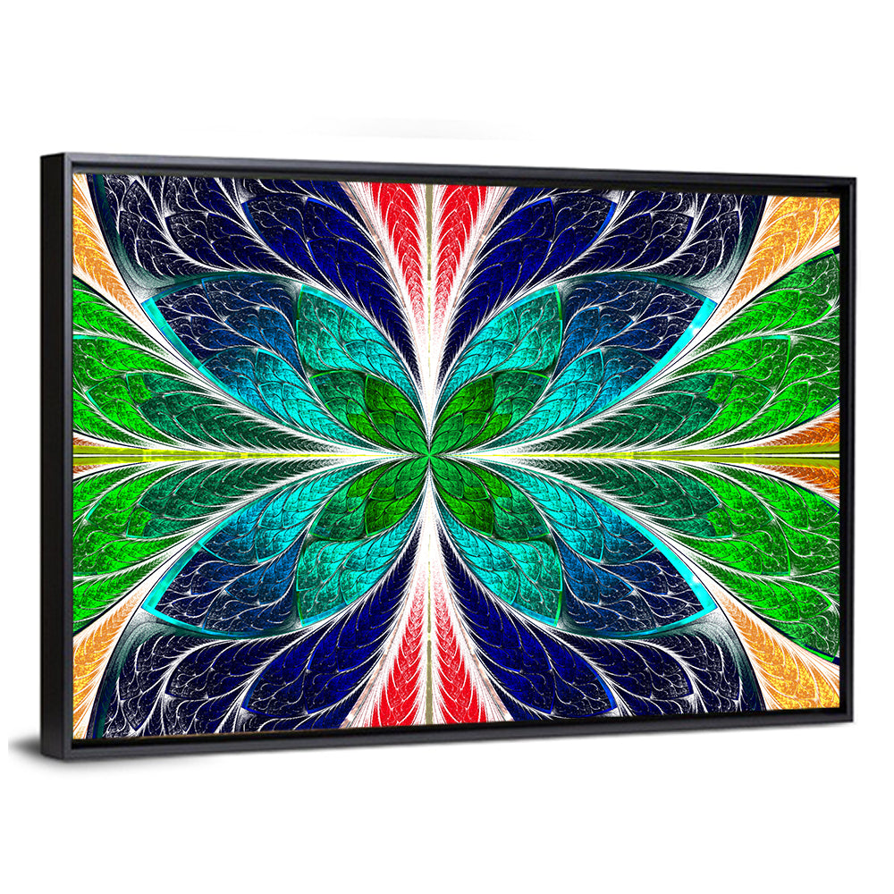 Stained Glass Fractal Floral Pattern Wall Art