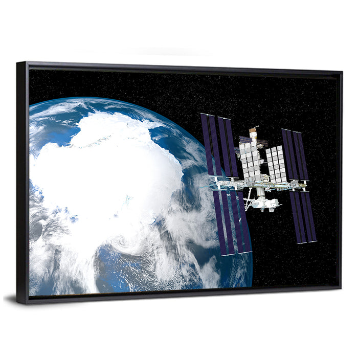 Iss Over Antarctica Wall Art as a framed canvas