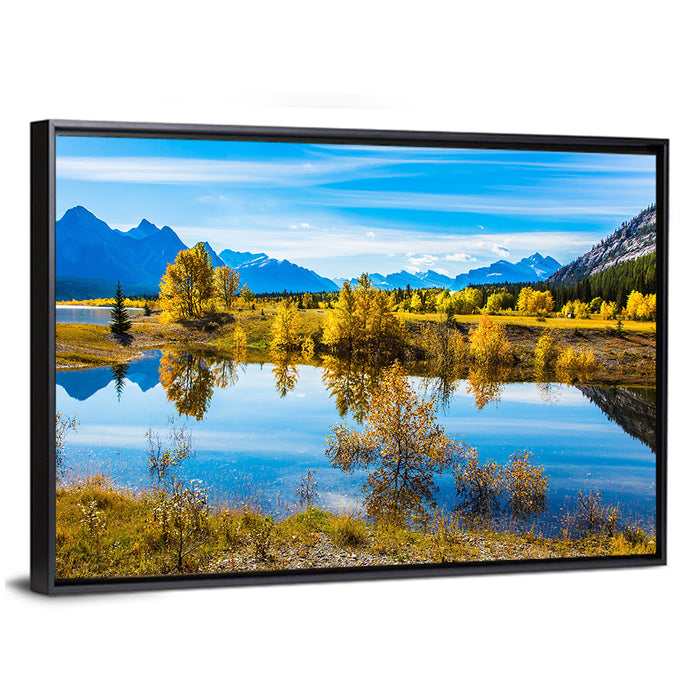 Abraham Lake Reflection, Canadian Rockies Wall Art as a framed canvas
