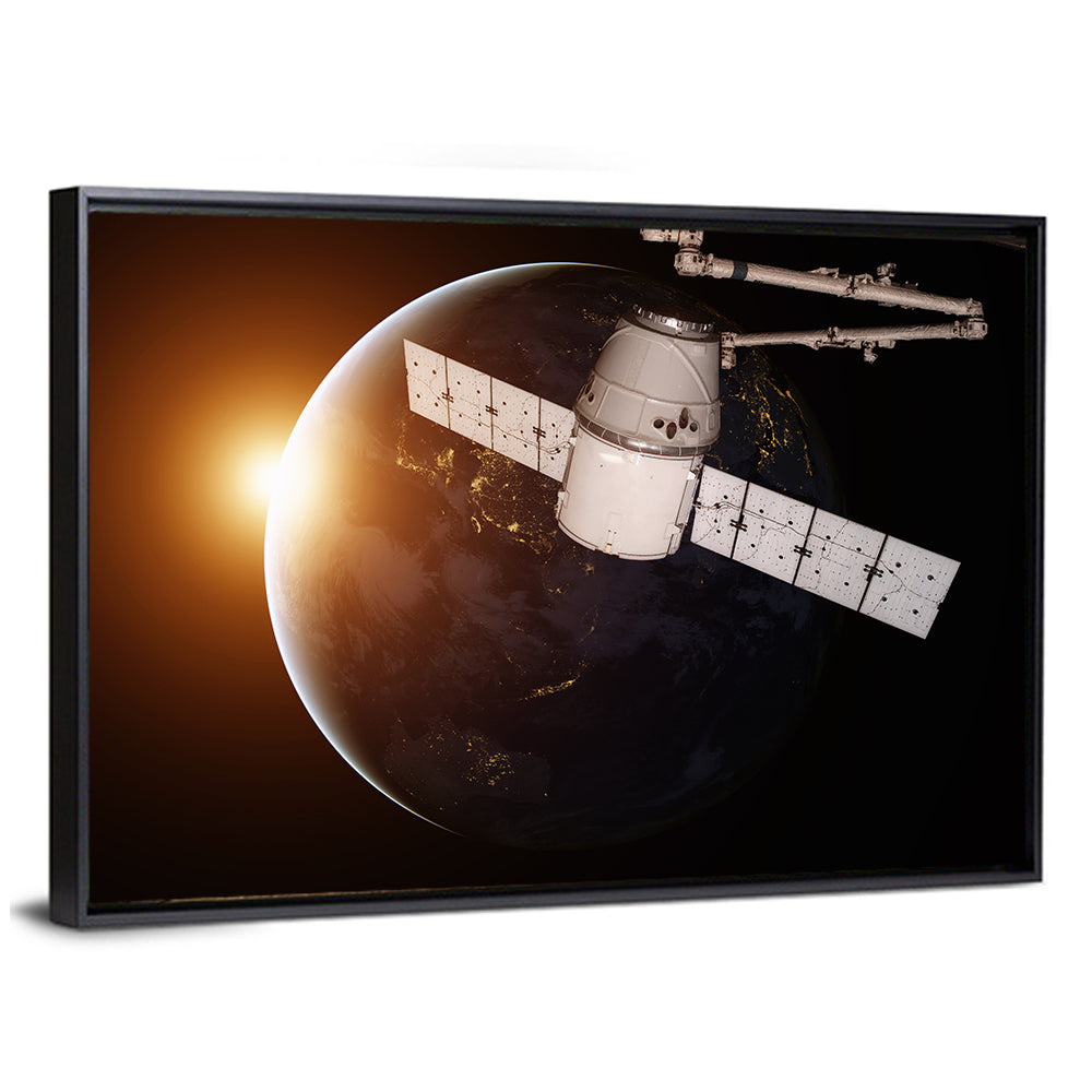 Satellite Over Earth at Sunrise Wall Art