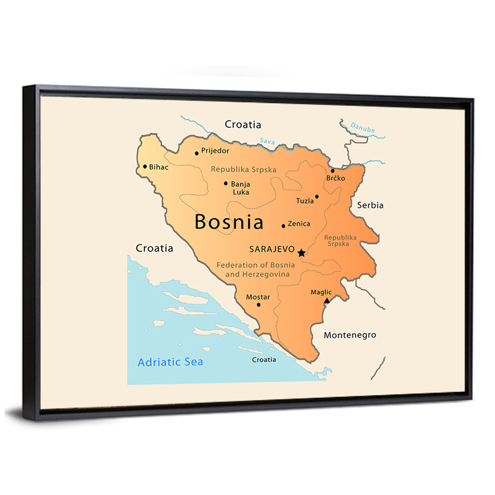 Bosnia and Herzegovina Map Wall Art
