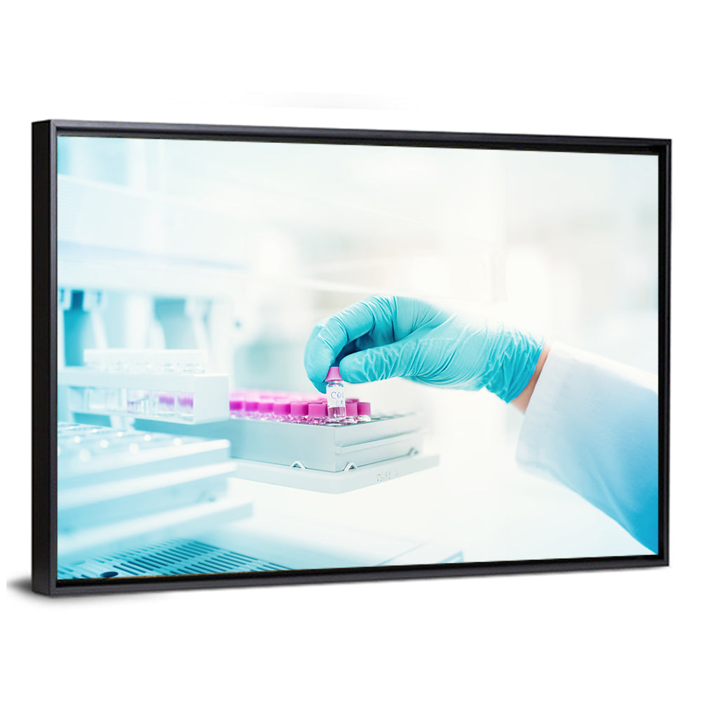Gloved Hand Placing Vial in Laboratory Wall Art