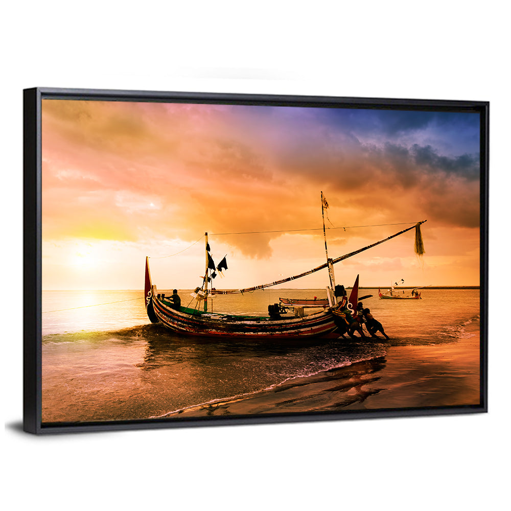Fishing Boat on Bali Beach Wall Art