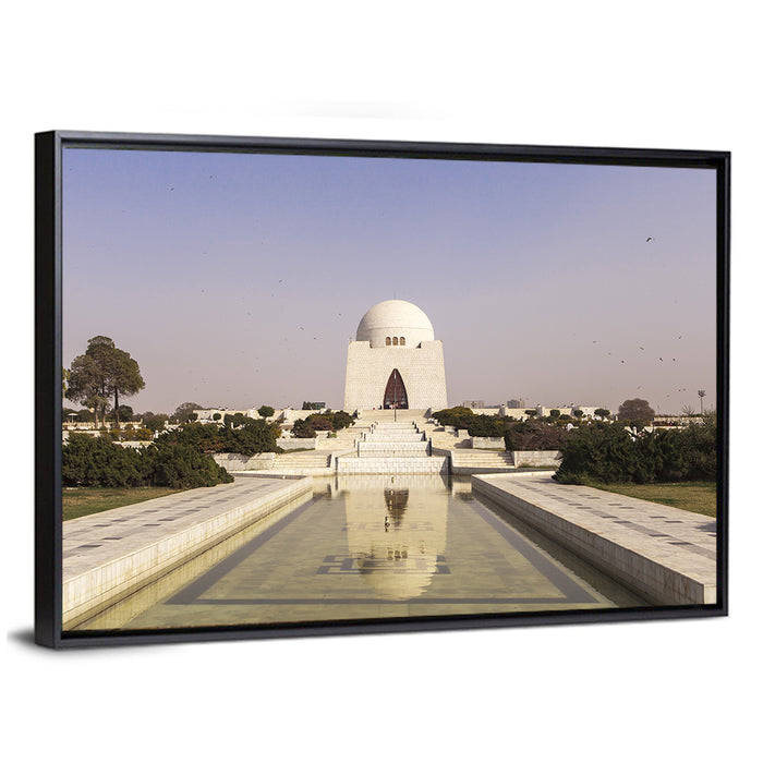 Mazar-e-quaid Mausoleum Reflecting Pool Wall Art as a framed canvas