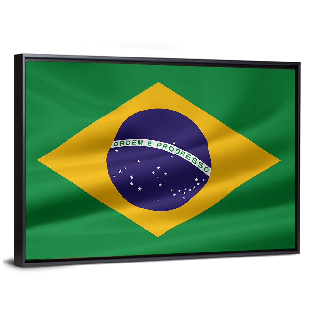 Brazil Flag with Ordem E Progresso Wall Art