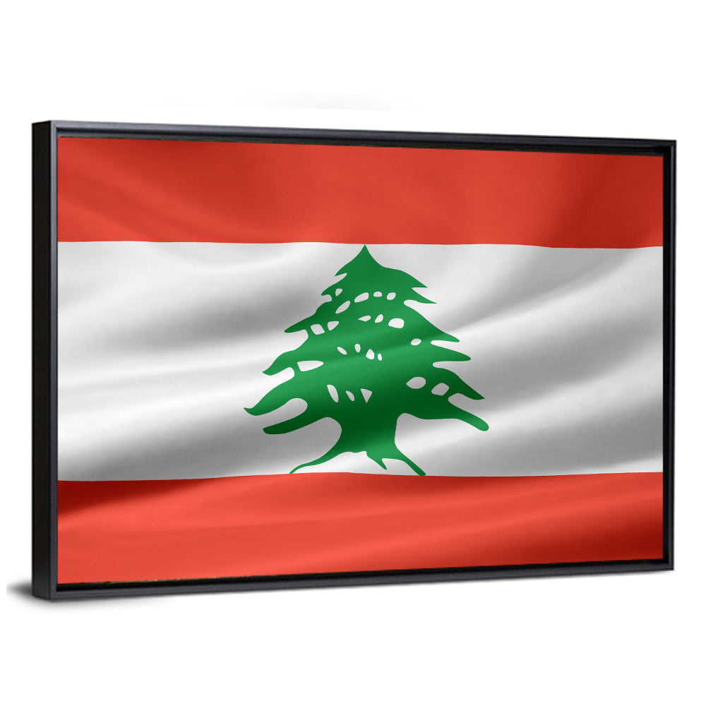 Lebanon Flag with Cedar Emblem Wall Art