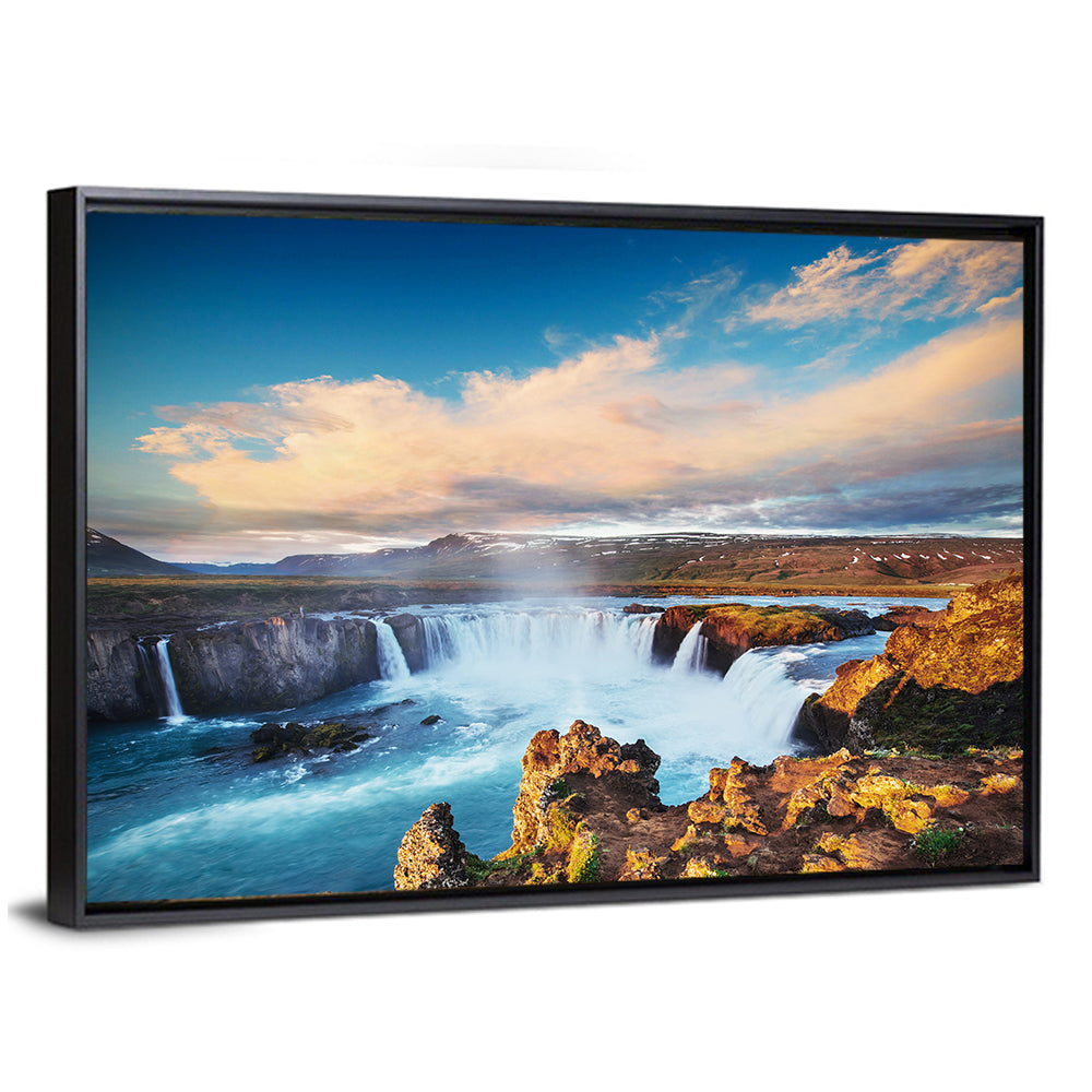 Godafoss Waterfall at Golden Hour Wall Art
