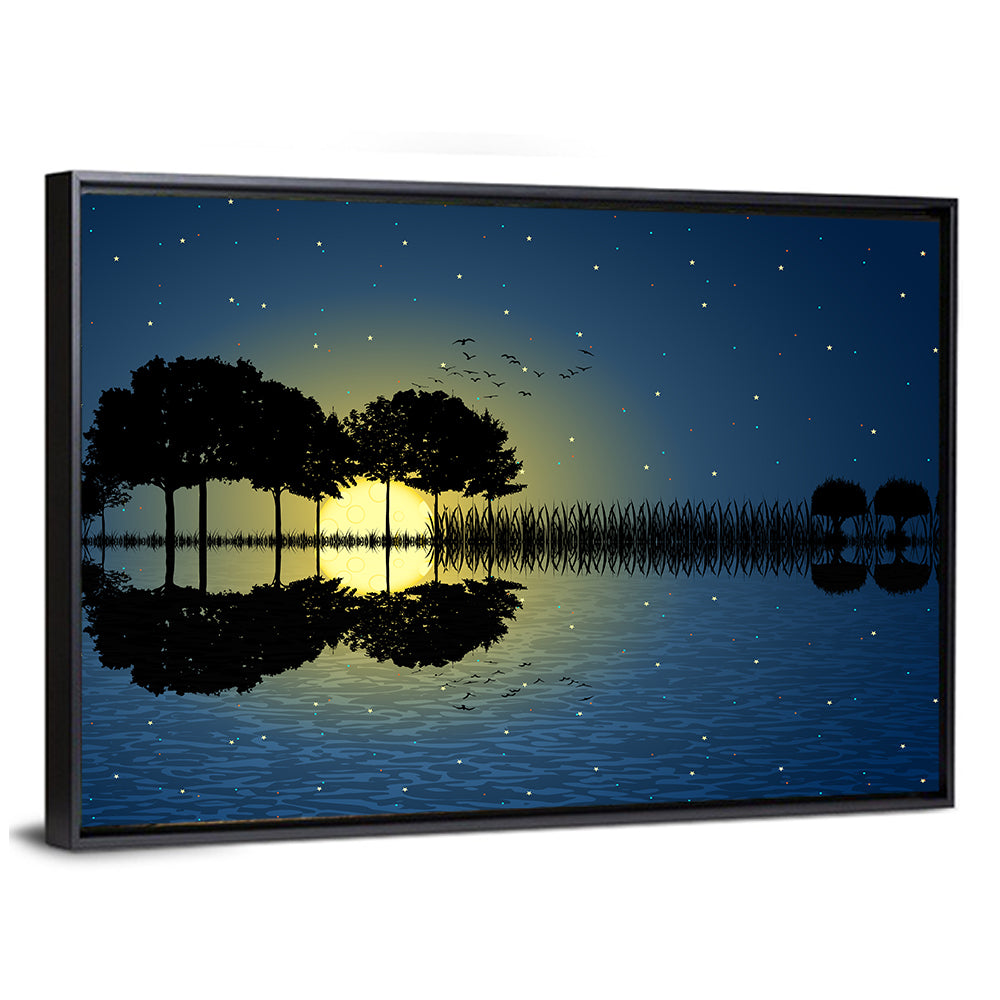 Moonlit Guitar Island Wall Art