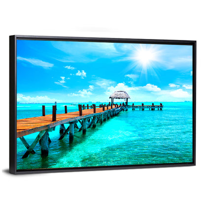 Wooden Jetty Near Cancun Wall Art