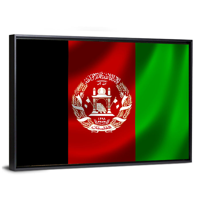 Waving Flag of Afghanistan Wall Art as a framed canvas