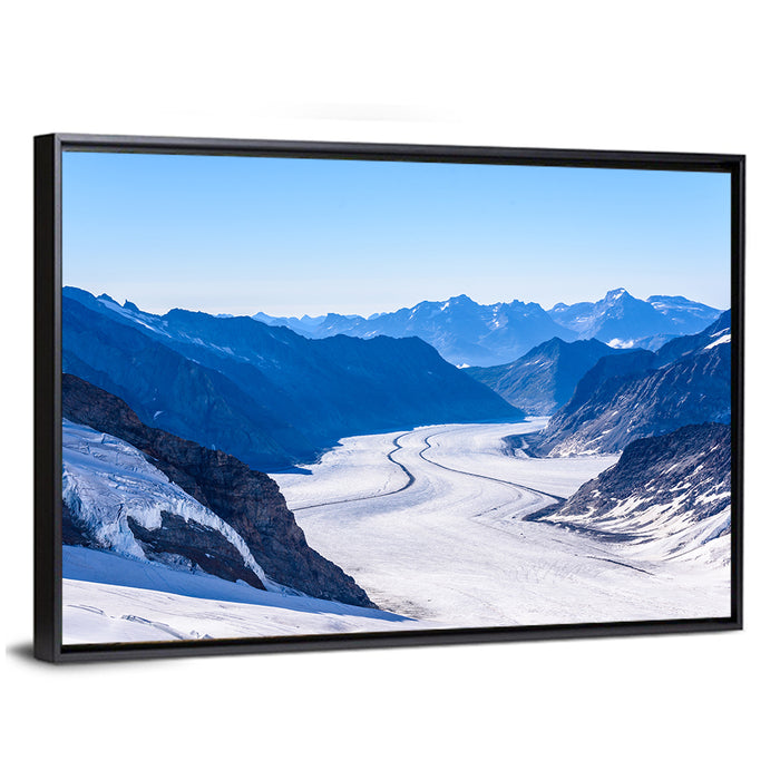Aletsch Glacier Swiss Alps Wall Art as a framed canvas