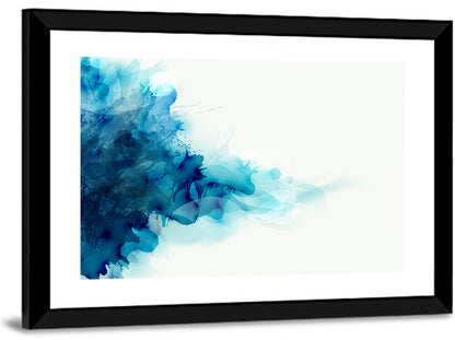 Blue Watercolor Ink Blot Wall Art