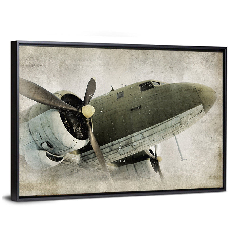 Low Angle Vintage Propeller Airplane Wall Art